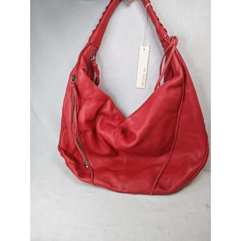 Christopher Kon Coral Leather Hobo Bag NWT Shoulder Purse Braided Slouchy 447